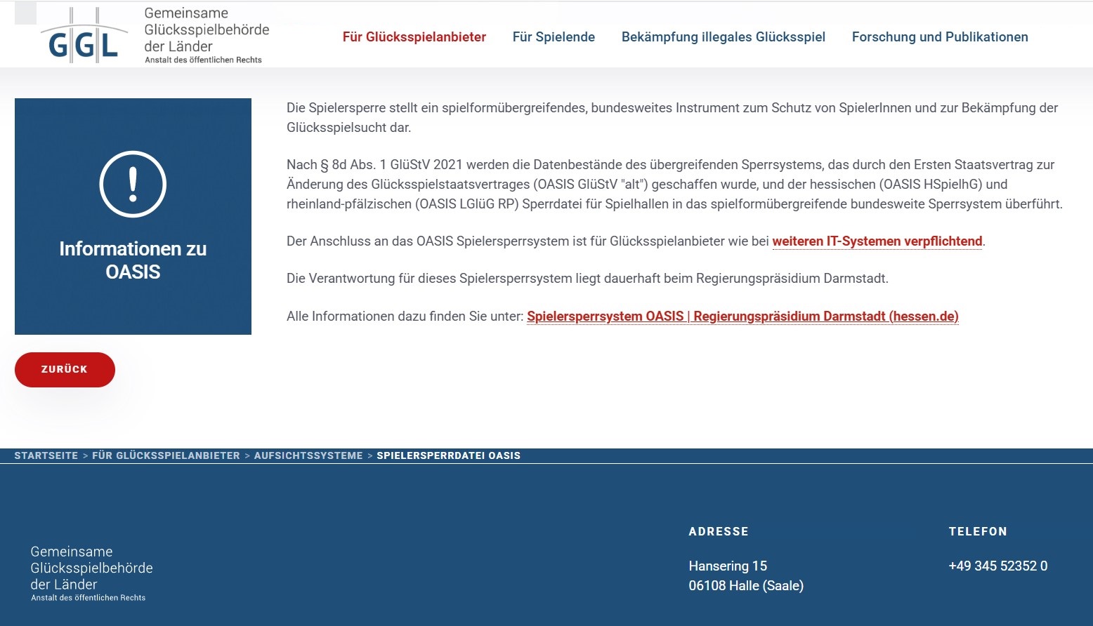 Was ist der Unterschied zwischen OASIS und LUGAS